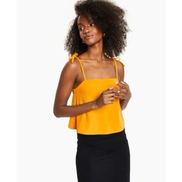 Bar III Gold Shoulder Square Neck Cropped Top - XL - Picture 1 of 4
